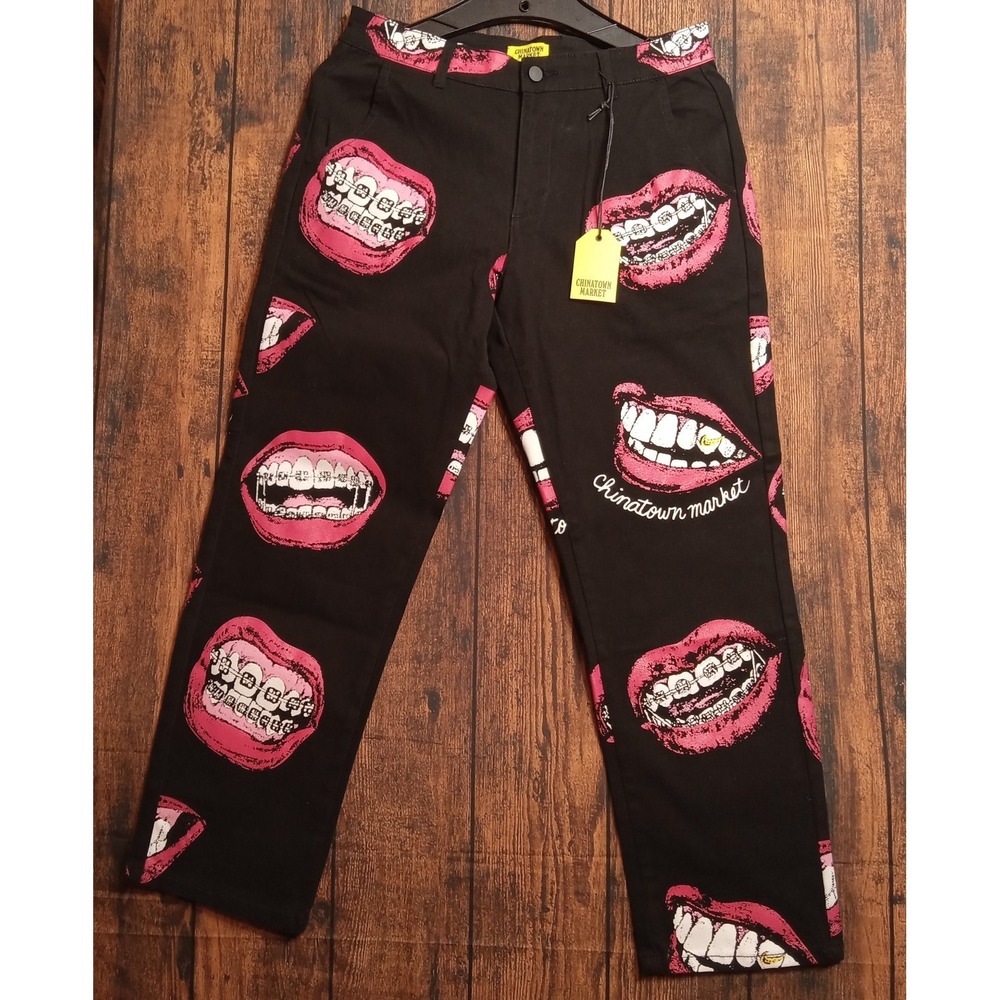 Chinatown Market NWT Brace‎ Face Men's Pants Size 34x29 Black